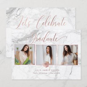PixDezines Marmor Imitats Rose Gold 2018 Abschluss Einladung