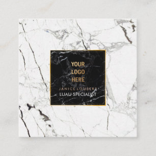 PixDezines Marmor /Schwarz+Weiß Quadratische Visitenkarte