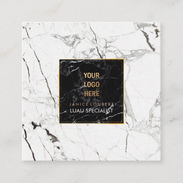 PixDezines Marmor /Schwarz+Weiß Quadratische Visitenkarte (Vorderseite)