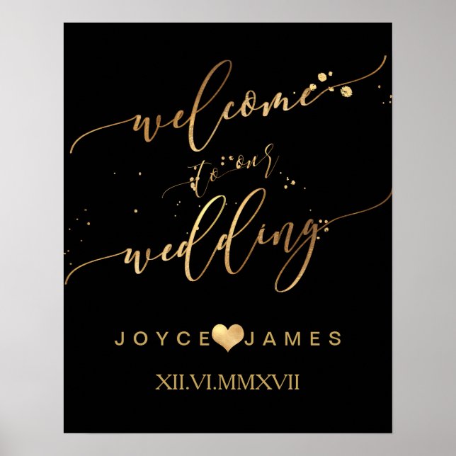 PixDezines MARMOR + UNECHTES GOLD SCRIPT / WILLKOM Poster (Vorne)