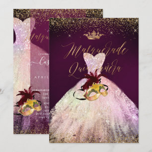 PixDezines Maskerade Quinceanera Zuckerwatte Einladung