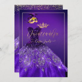 PixDezines Masquerade Quinceanera, dunkel Lila Einladung