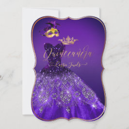 PixDezines Masquerade Quinceanera, dunkel Lila Einladung