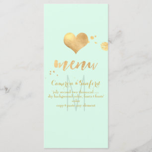 PixDezines Menü DIY Farbe/Faux Gold Herz Menükarte