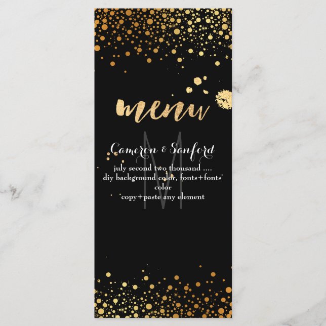 PixDezines Menü überschwemmte Goldflecken Menükarte (Vorderseite)