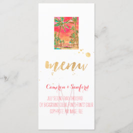PixDezines Menü Vintager Hawaii Strand/Korallen Menükarte
