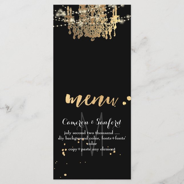 PixDezines Menukronleuchter/Lichtsaiten Menükarte (Vorderseite)