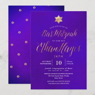 PixDezines Minimalist Ultra Violett Mitzvah, Schri Einladung