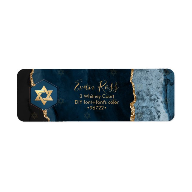 PixDezines Mitzvah Watercolor Agate Slate Blue (Vorne)
