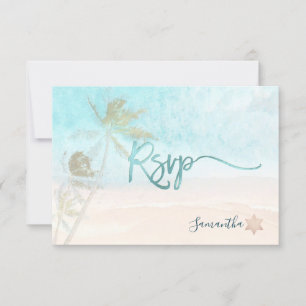 PixDezines Mitzwa-RSVP Breezy Beach Palmen RSVP Karte