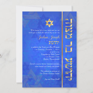 PixDezines Mod/Bar Mitzvah/Kobalt blau/gold Einladung