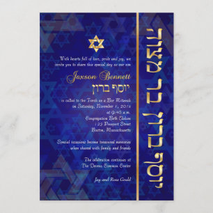 PixDezines Mod/Bar Mitzvah/Marineblau/Gold Einladung