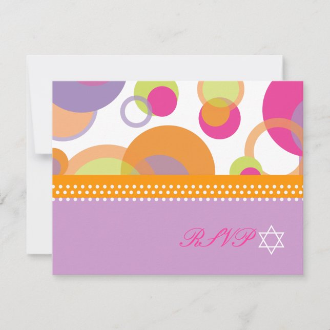 PixDezines Mod Bubbles UAWG to Bat Mitvah RSVP Karte (Vorderseite)