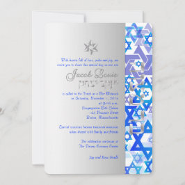 PixDezines Mod stars/Bar Mitzvah/dunkelblau/silber Einladung