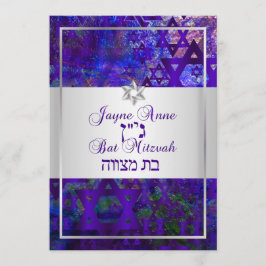 PixDezines Mod stars/Bar Mitzvah/violett/silber Einladung