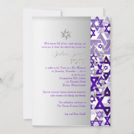 PixDezines Mod stars/Bar Mitzvah/violett/silber Einladung