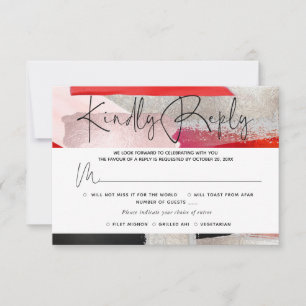 PixDezines Moderne Aquarell Rot Schwarz RSVP Karte