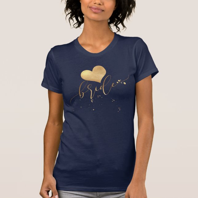 PixDezines Moderne Braut/Imitate Gold Script T-Shirt (Vorderseite)
