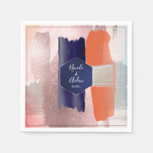 PixDezines Moderne Kunst, Navy+Rose Gold Serviette