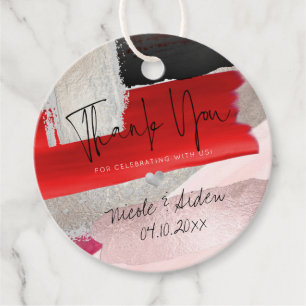 PixDezines Moderne Wasserfarbe Rot Schwarz Geschenkanhänger