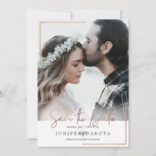 PixDezines Modernes Gerahmtes Foto Speichern Sie d Einladung (Vorderseite)