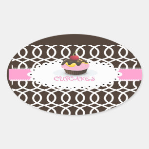 PixDezines monaco Gitter+cupcake/DIY Farbe Ovaler Aufkleber