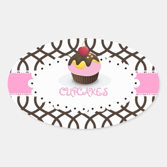 PixDezines monaco trellis+cupcake/DIY Farbe Ovaler Aufkleber (Vorderseite)