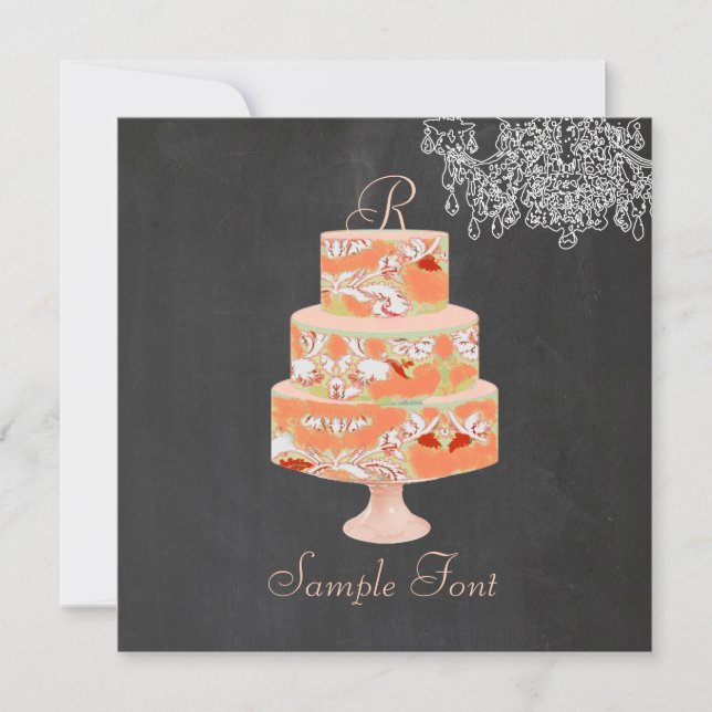 PixDezines Monogram alice Blumenkuchen Einladung (Vorderseite)