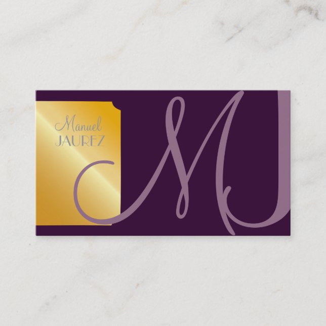 PixDezines Monogram Business Card in Retro-Farben Visitenkarte (Vorderseite)