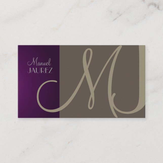 PixDezines Monogram Business Card in Retro-Farben Visitenkarte (Vorderseite)