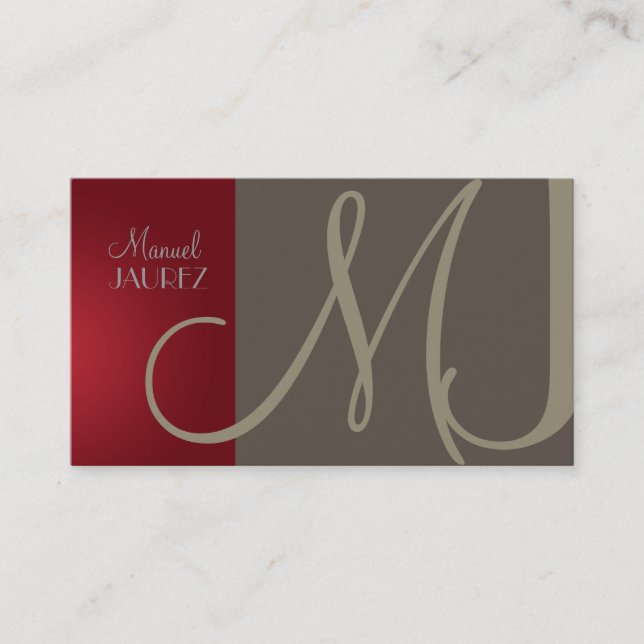 PixDezines Monogram Business Card in Retro-Farben Visitenkarte (Vorderseite)