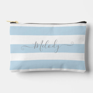 PixDezines Monogram Cabana Streifen Blau+Weiß Zubehörtasche