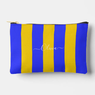 PixDezines Monogram Cabana Streifen Kobalt Gelb Zubehörtasche