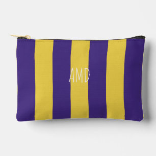 PixDezines Monogram Cabana Streifen Lila Gelb Zubehörtasche