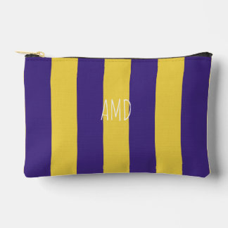 PixDezines Monogram Cabana Streifen Lila Gelb Zubehörtasche