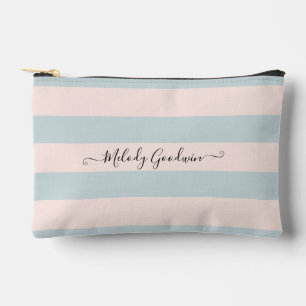 PixDezines Monogram Cabana Streifen Rosa Blau Zubehörtasche
