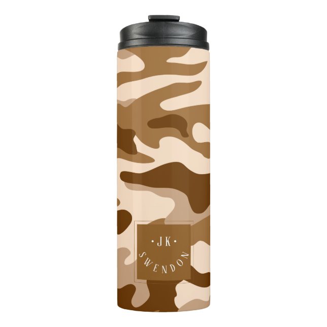 PixDezines Monogram Desert Sand Camouflage Thermosbecher (Vorderseite)