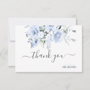 PixDezines Monogram Dusty Blue Rose Vielen Dank Dankeskarte