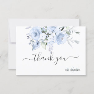 PixDezines Monogram Dusty Blue Rose Vielen Dank Dankeskarte