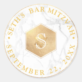 PixDezines Monogram Imitate Gold Honeycomb Mitzvah Runder Aufkleber