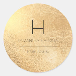 PixDezines Monogram Imitats Gold Foil Rücksendeadr Runder Aufkleber