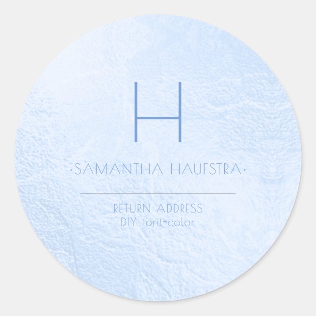 PixDezines Monogram Iridescent Blue Runder Aufkleber (Vorderseite)