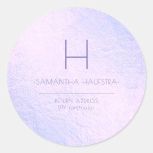 PixDezines Monogram Iridescent Lilac+Lavender Runder Aufkleber