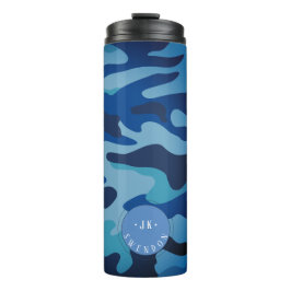 PixDezines Monogram Marine Blue Camouflage Thermosbecher