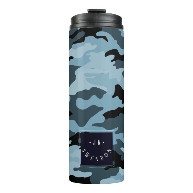 PixDezines Monogram Military Camouflage Thermosbecher (Vorderseite)