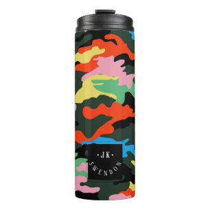PixDezines Monogram Neon Colors Camouflage Thermosbecher