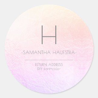 PixDezines Monogram Ombre Blush Imitats Foil Runder Aufkleber