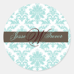 PixDezines Monogram Paloma Damask, DIY Farben Runder Aufkleber