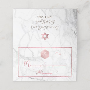PixDezines Monogram Rose Gold Honeycomb+Marmor Platzkarte