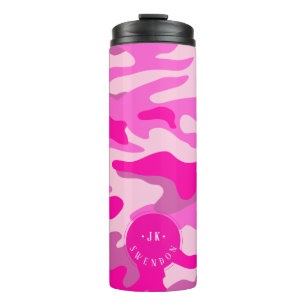 PixDezines Monogram Sassy Pink Camouflage Thermosbecher